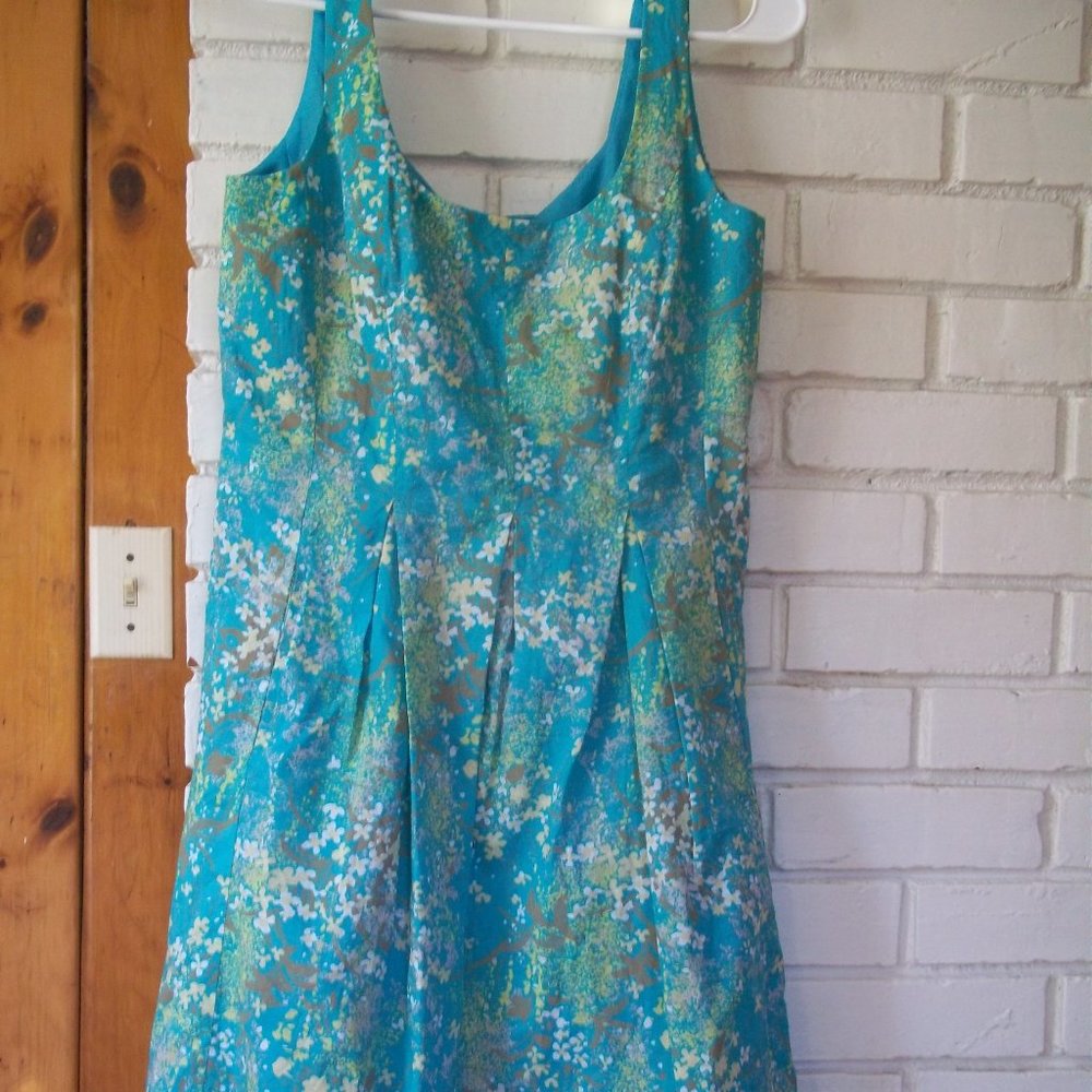 9&Co  Turquoise Sleeveless A Line Box Pleat Dress Size 4